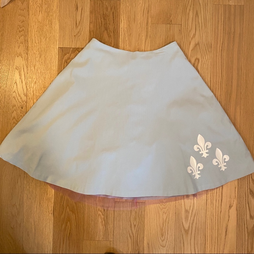 VINTAGE Circle Skirt Baby Blue Waist 32”